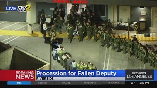 Procession underway for Riverside County sheriff's deputy fatally shot in Jurupa Valley