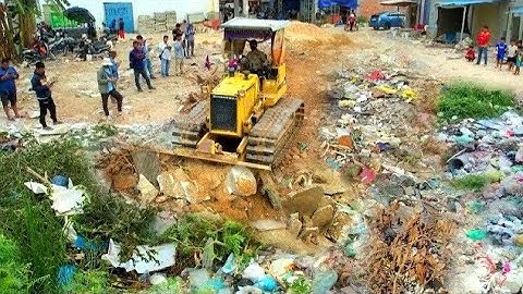Amazing New Action! Filling Land, Garbage Dump & Clear Delete Trash​ Into Deep Pond​ By Dozer Skills