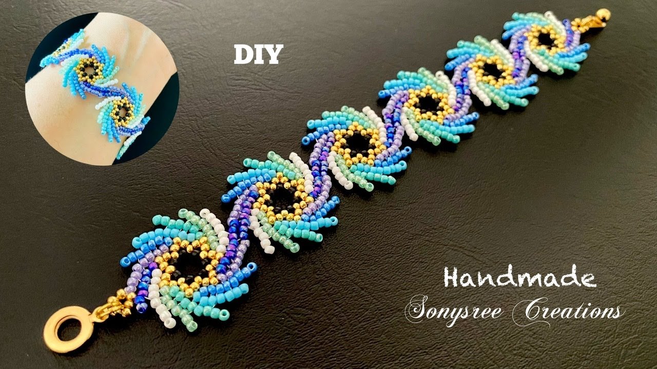 Pinwheel Beaded Bracelet || How to make Beaded Bracelet || St Petersburg stitch bracelet