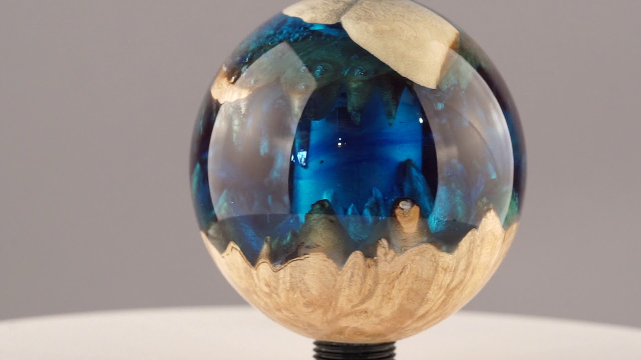 B2 Hookah F-22 Orb Deep Blue Cave, a Precious Cut Collection 1 of 1 Hand Made in USA Resin & Burl