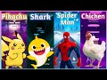 Pikachu song vs baby shark dance vs spiderman sunflower vs chicken song  v gamer
