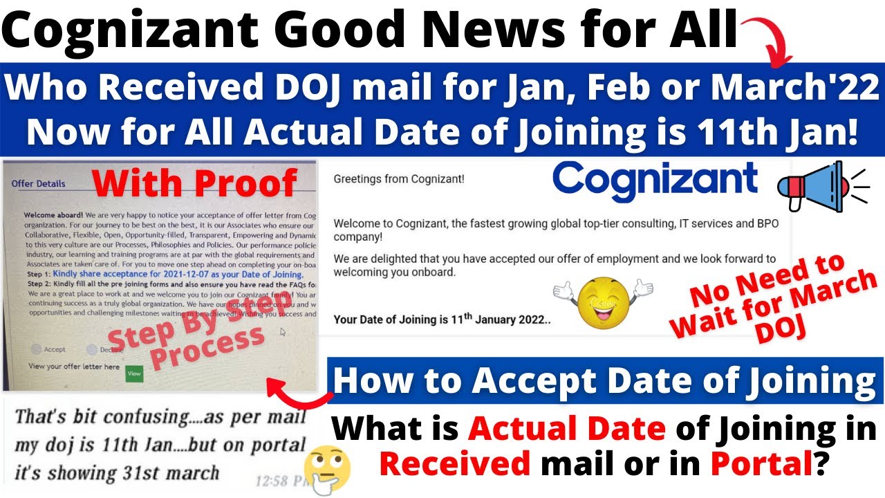 Cognizant Good News For All Pending Candidates Date Of Joining Is 11th Jan 2022 How To Accept
