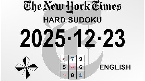 NYT HARD SUDOKU  Dec. 23, 2025