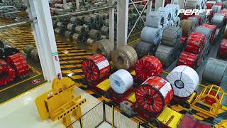 Cable reel powered Rail transfer trolley to move steel coils