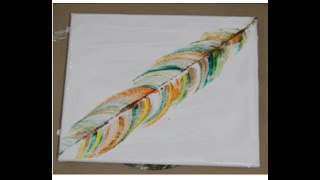 Acrylic Pour Feather String Pull