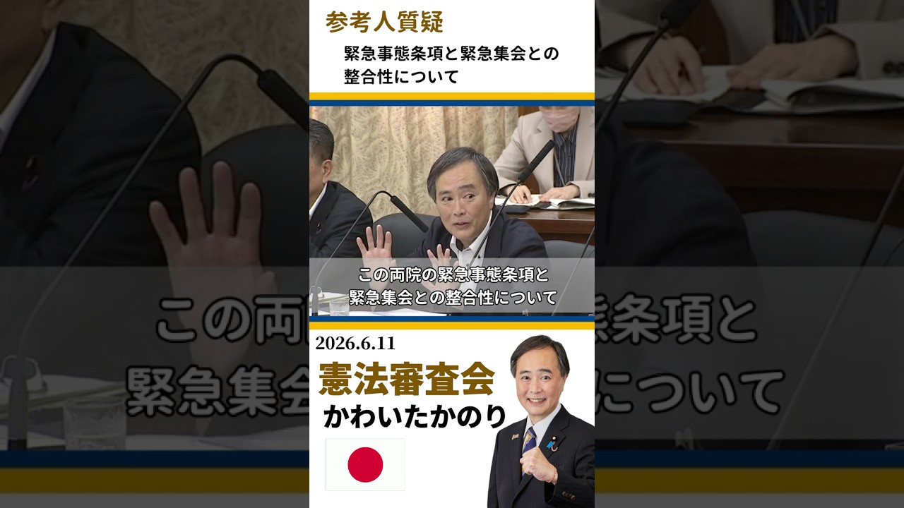 【憲法審査会】緊急事態条項と緊急集会の関係を問う