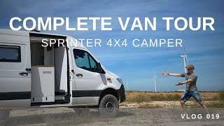 Extended Van Tour Mercedes Sprinter 4x4 van build | Vlog 19