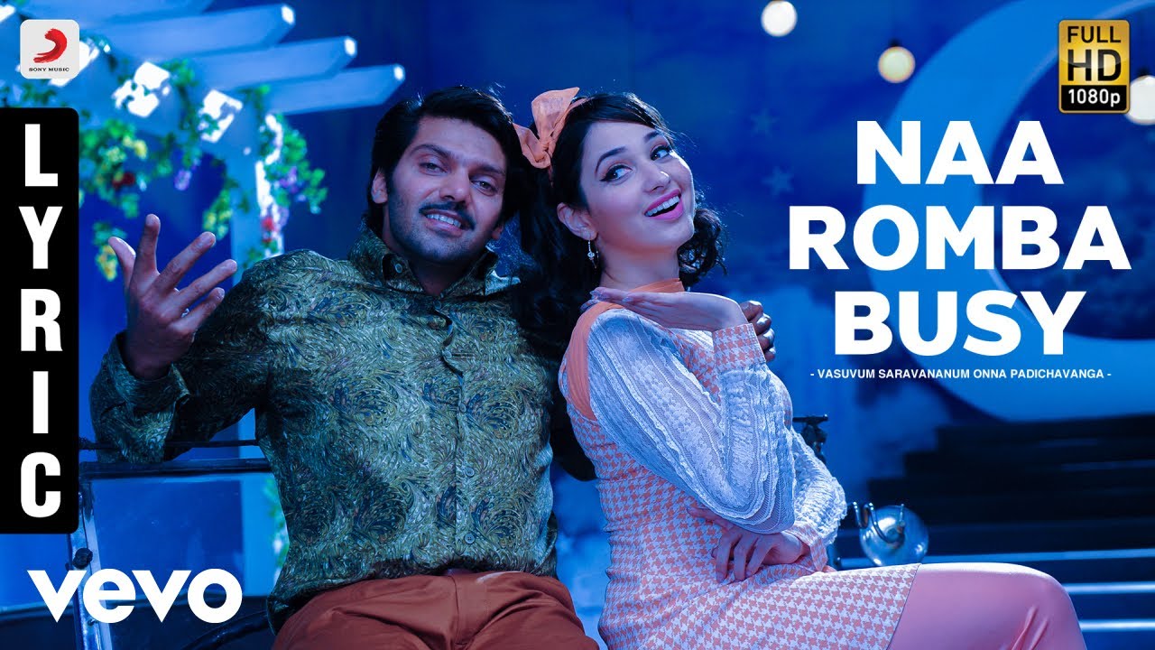 Vasuvum Saravananum Onna Padichavanga - Naa Romba Busy Lyric | Arya, Santhanam | D. Imman acordes