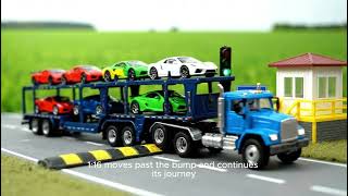 Toy cars and speed bumps,trucks, fire trucks, тракторные прицепы и лежачие полицейские,03
