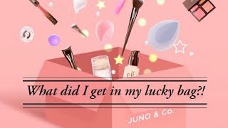 Juno & Co lucky mystery bag unboxing!!! Worth $100 in makeup?!?