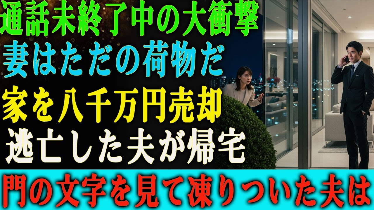 通話が切れていない中、 「妻はただの荷物だ」と夫が言った。 直後、家を8,000万円で売り逃亡。 帰宅した夫は、門の文字に凍りついた。