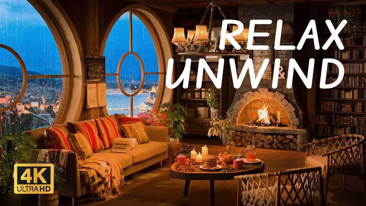 Cozy Luxury Apartments Ambience | Rain On Window | Smooth Piano Jazz ...
