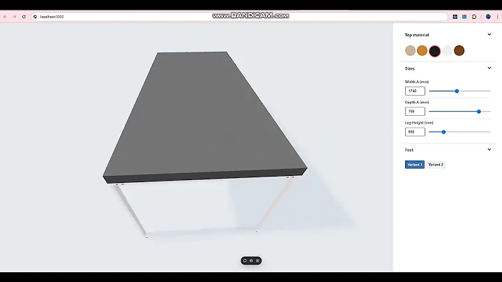 3D configuration Table using Three.js React three fiber , webgl