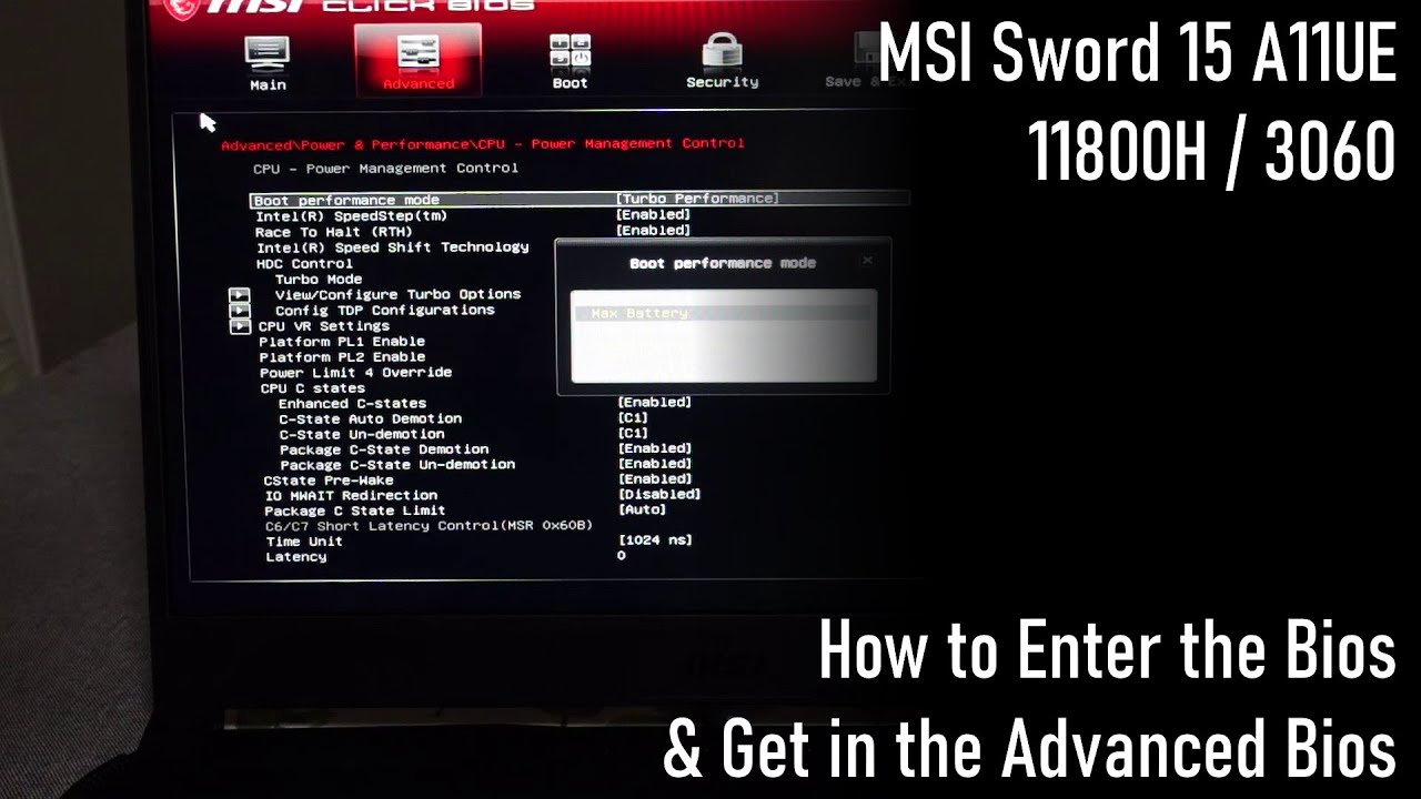 How to Enter Bios on MSI Sword 15 (Including Advanced features) - YouTube