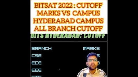 Bitsat 2022 Cutoff Marks vs Hyderabad campus All branch safe score in 1 min#counselling #bits#shorts