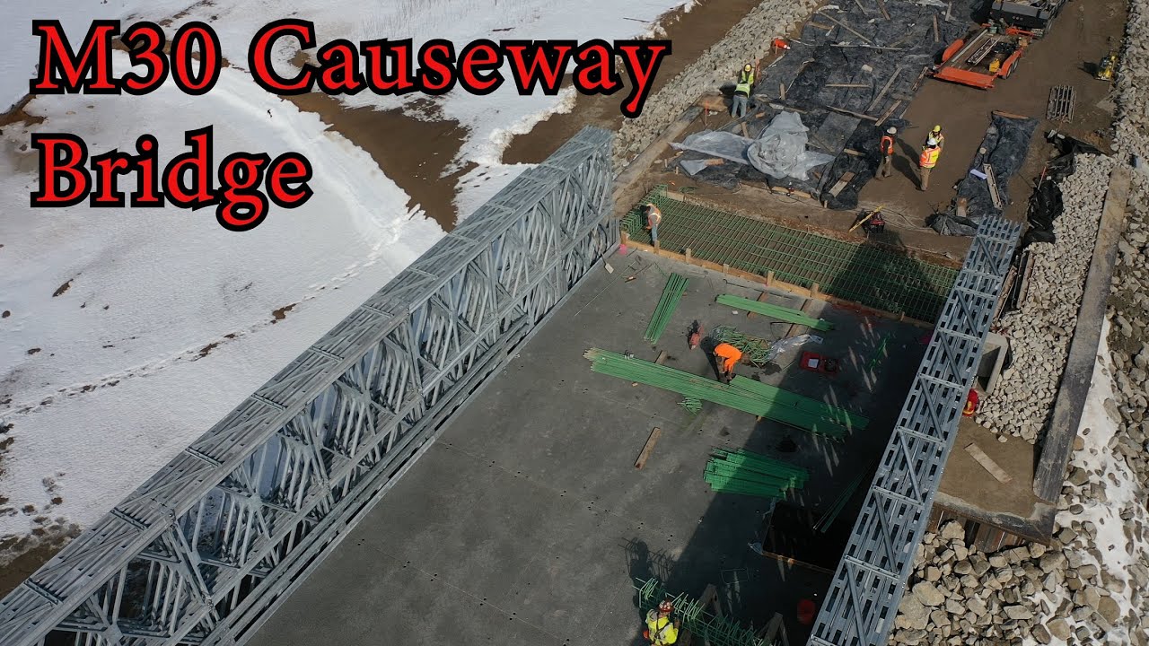 M30 Causeway Bridge Update - Wixom Lake Flood 2020 - Aerial - YouTube