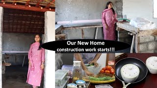 நம்ம புது வீடு construction work starts!!! | New kitchen products| poondu kulambu | cabbage poriyal