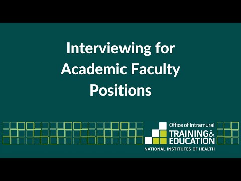 Interviewing for Academic Faculty Positions