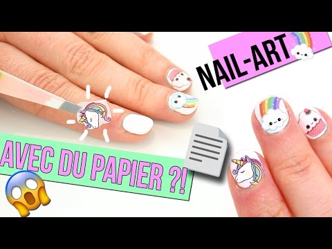 DIY ┋ AVEC DU PAPIER ?! 📄 😱 💅 TEST NAIL-ART _ KAWAII LICORNE - tissue paper francais