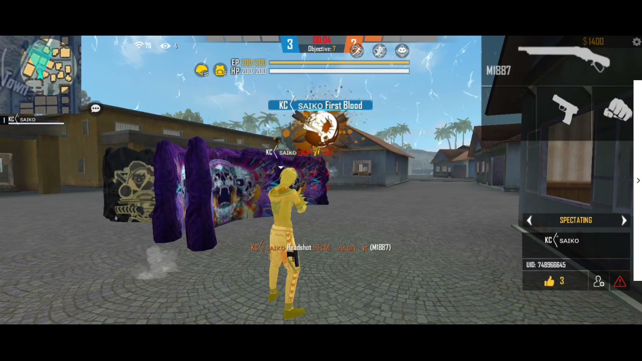 SRM  alan  vs  kc saiko // 1 vs 1 ll one tap challenge