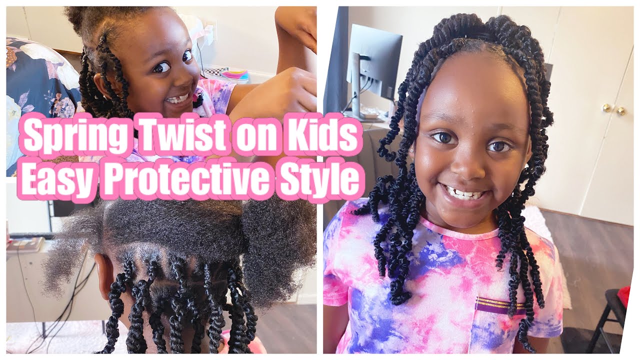 How to SPRING TWIST (Kids Edition) NO Rubber Band method / PROTECTIVE HAIRSTYLE VLOGTOBER