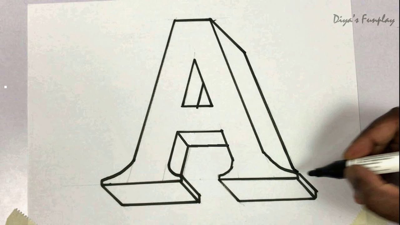 Draw letter A in 10D for assignment and project work  Alphabet A drawing   10D letter tutorial