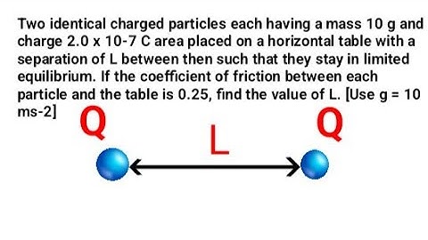 Two identical charged particles each having a mass 10 g and charge 2.0 x 10-7 C are