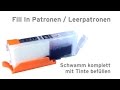 Befüllbare Patronen, Leerpatronen mit Schwamm Canon PGI 570, CLI 71, PGI550, CLI551, PGI525, CLI526