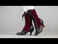 CAMILLE EDWARDIAN BOOTS (BURGUNDY/BLACK)(1890-1930)