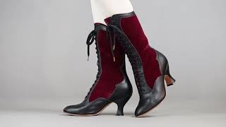 CAMILLE EDWARDIAN BOOTS (BURGUNDY/BLACK)(1890-1930)