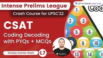 L7 | Coding Decoding with PYQs + MCQs | CSAT | IPL UPSC Series 2022 | Sanjay Kumar Shah