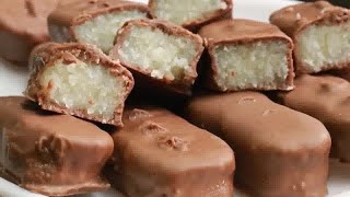 Homemade Bounty Bar for kids | How to make Coconut Chocolate Bar | No condensed milk and milk powder