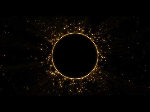 Golden Circle And Shimmery Shiny Particles. Video Loop Background. Beautiful Decorative Screensaver.