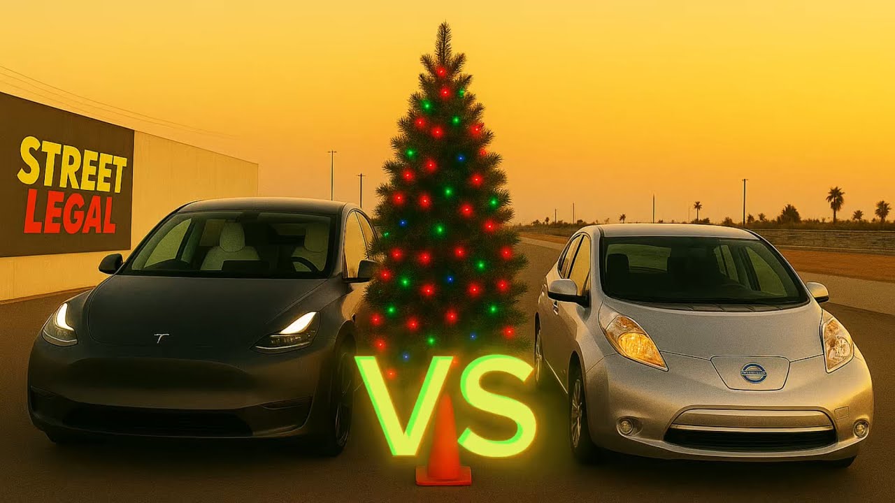 Nissan LEAF vs Tesla Model Y | 1 Take POV Drag Race