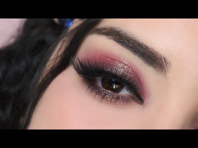 Smokey Burgundy Eyeshadow Tutorial with Gold Glitter for Beginners +  Brushes I Used - YouTube