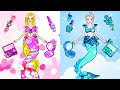 DIY Paper Doll | Pink Mermaid and Blue Mermaid Barbie Ocean Contest Extreme Makeover | Dolls Beauty