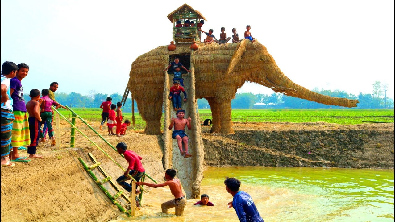 Giant toy. Amazing Slides for children. Village for Kids. Village children s Toys. Amazing for Kids.