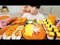 ASMR MUKBANG 직접 만든 대왕 가래떡 떡볶이 불닭볶음면 소세지 핫도그 먹방 &amp; 레시피 FIRE NOODLES AND Tteokbokki EATING SOUND!