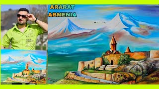 How to draw Armenian Mount Ararat || ՀԱՅԱՍՏԱՆ, ԱՐԱՐԱՏ,  ՇԱՐՈՒՆԱԿԵԼԻ..Incpes nkarel ekexeci #armenia