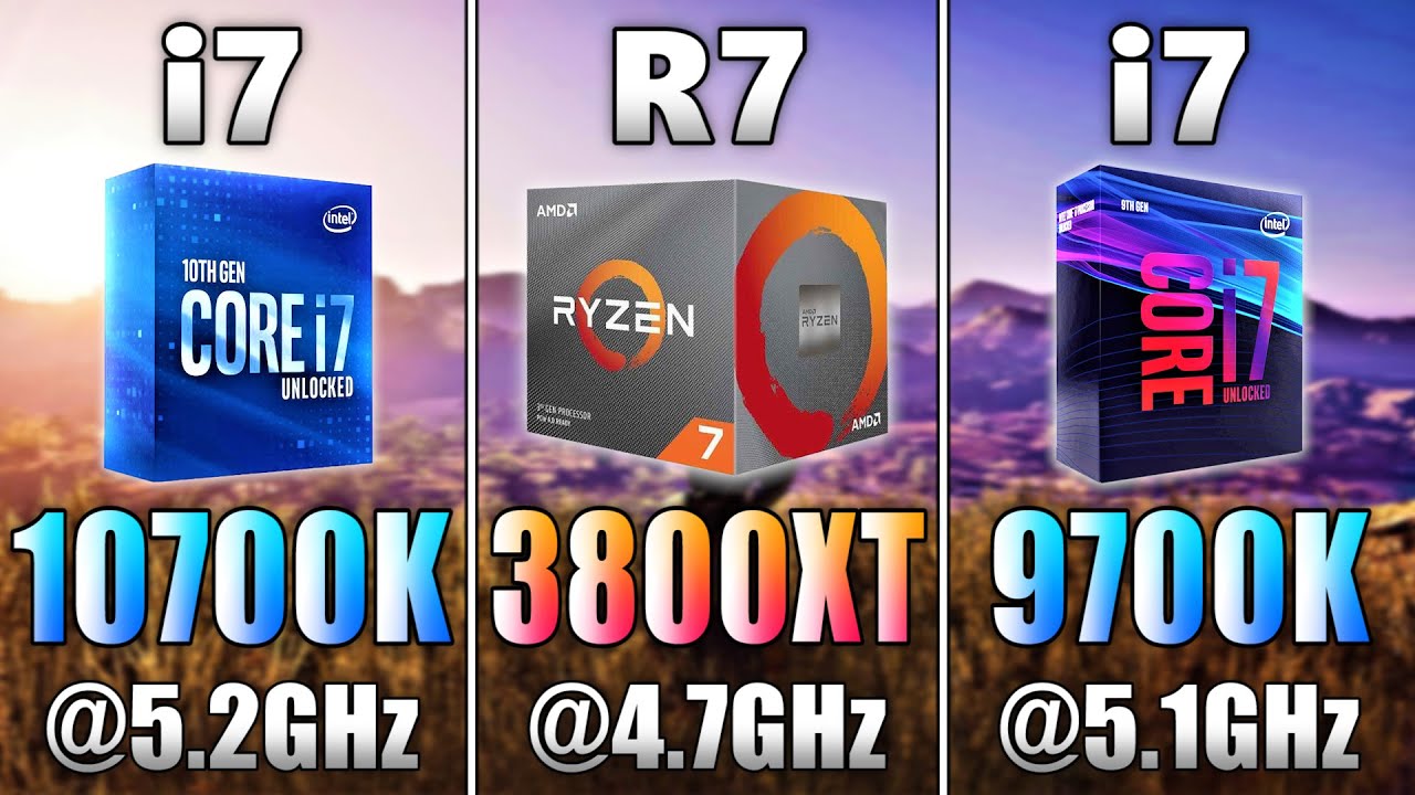 Core i7 10700K OC @5.2GHz vs Ryzen 7 3800XT OC @4.7GHz vs Core i7 9700K OC  @5.1GHz - YouTube