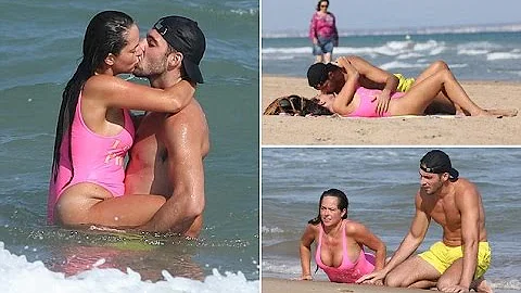 Selfie queen Karen Danczuk frolicks in the  in Costa Blanca seasurf with her new Spanish lover