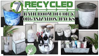 7 RECYCLED ORGANIZATION \& BATHROOM DECOR IDEAS | TRASH to TREASURE | #StayHome \& Craft #WithMe