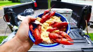 Making Crawdad Mac N' Cheese On My Truck Bed! (Catch N' Cook)