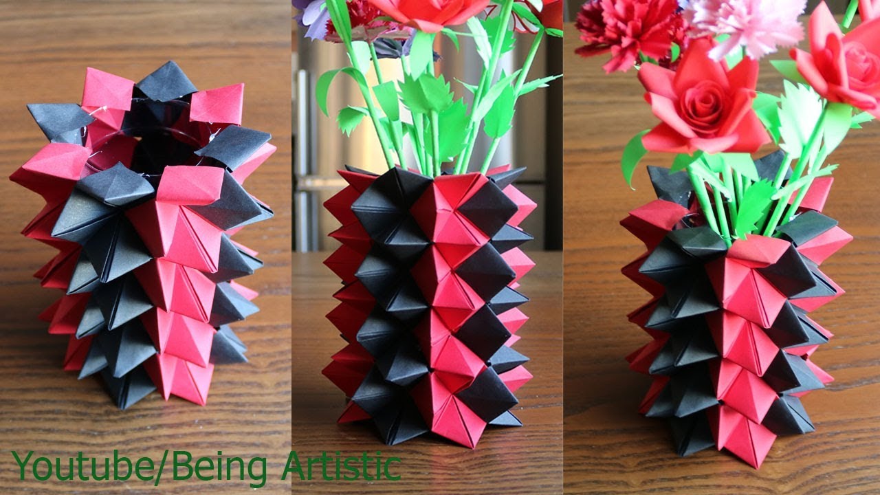 Download Recyclables Blog How To Make A Paper Flower Vase Diy Simple Paper Craft Yellowimages Mockups