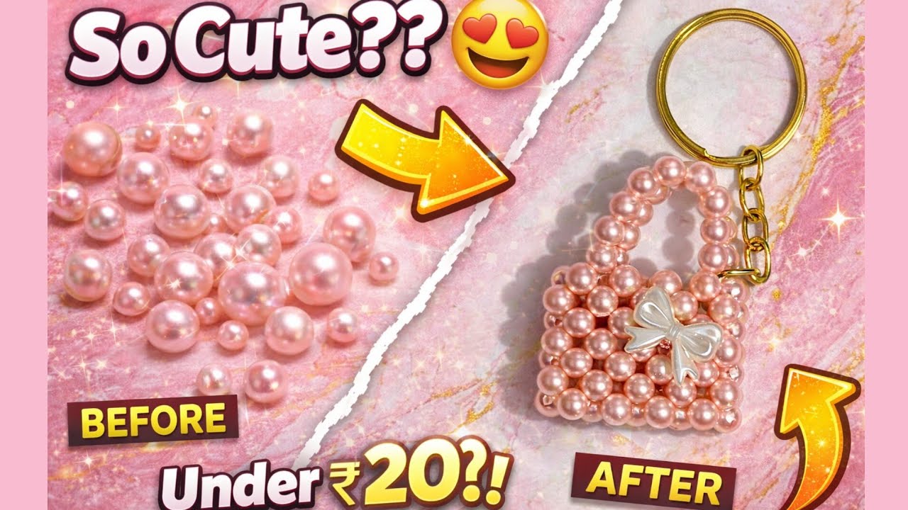 I Made This Mini Pearl Purse & I’m Obsessed 😱💗 ||Cute keychain design #diykeychain 