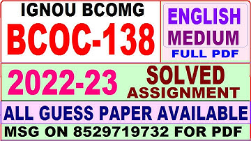 bcoc 138 solved assignment 2022-23 / bcoc 138 solved assignment in English / ignou bcomg solved
