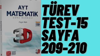 3D AYT MATEMATİK ÇÖZÜMLERİ BÖLÜM-10 TEST-15(TÜREV)