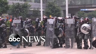 The tensions are rising ahead of 70th anniversary founding people's
republic china. #abcnews #hongkong #protest #china