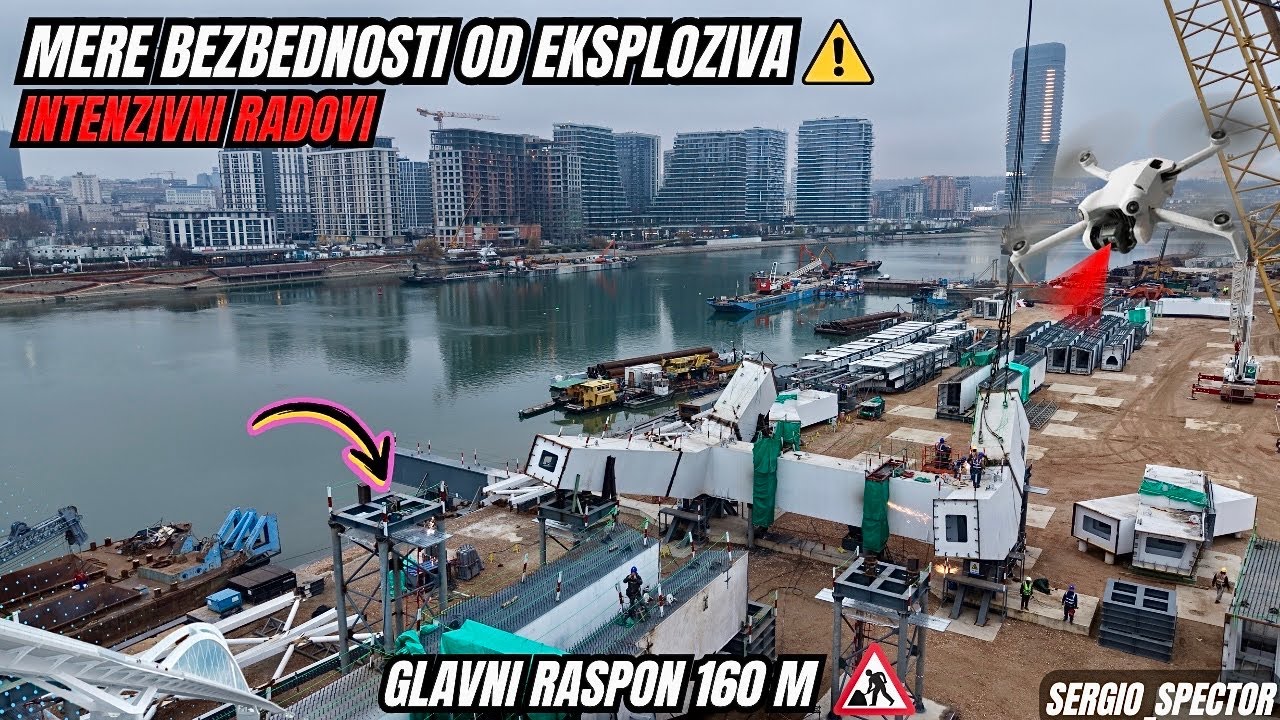Novi Savski most MERE zbog mogućih eksploziva i kopanja stubova u vodi, GLAVNI RASPON 