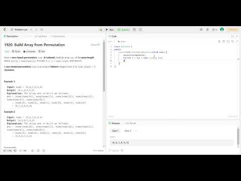Data Structures and Algorithms: LeetCode - 1920. Build Array from Permutation with C++
